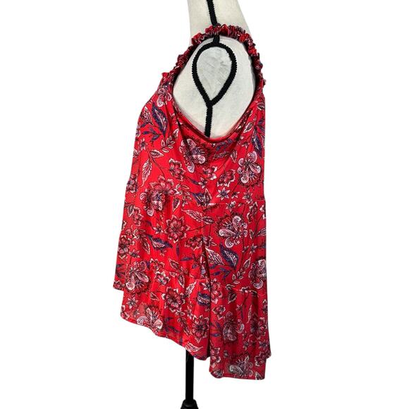 Maurices Large Top Floral Hi-Low Hem Sleeveless Stretch Lined Tiered Square Neck - Picture 6 of 10